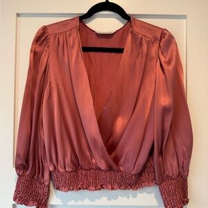 Amanda Uprichard Satin Blouse in Rose